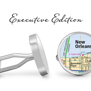 New Orleans Louisiana Manchetknopen - Mardi Gras Stadsplattegrond Manchetknopen (Levenslange Garantie) S2528