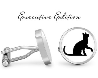 Playful Cat Cufflinks - Cute Cat Cuff Links - Black Cat Cufflink - Cat Cuff Links (Pair) Lifetime Guarantee (S0445)