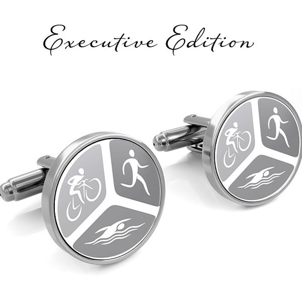 Oakmont Cufflinks Triathlon Cufflinks Triathlete Cufflinks Swim Bike Run (Lifetime Guarantee) S1905