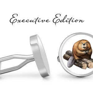 Beaver Cufflinks - Cute Beaver Cuff Links - Zoo Cufflinks - Animal Cuff Links (Pair) Lifetime Guarantee (S0561)