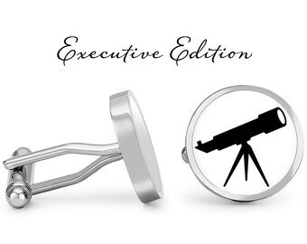 Telescope Cufflinks - Astronomy Cuff Links - Space Cufflinks - Astronomer Cufflink (Pair) Lifetime Guarantee (S0425)