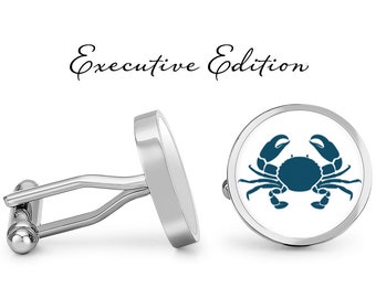 Crab Cufflinks - King Crab Cufflinks - Blue Crab Cufflink - Seafood Cufflinks (Pair) Lifetime Guarantee (S0343)