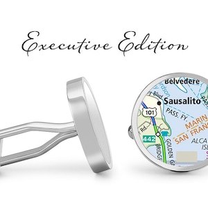 Sausalito Cufflinks Golden Gate Bridge California Cuff Links Map Cufflink (Levenslange Garantie) S2123