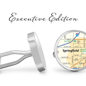 Springfield MO Manchetknopen Missouri Cuff Links City Map Cufflink (Levenslange Garantie) S2174