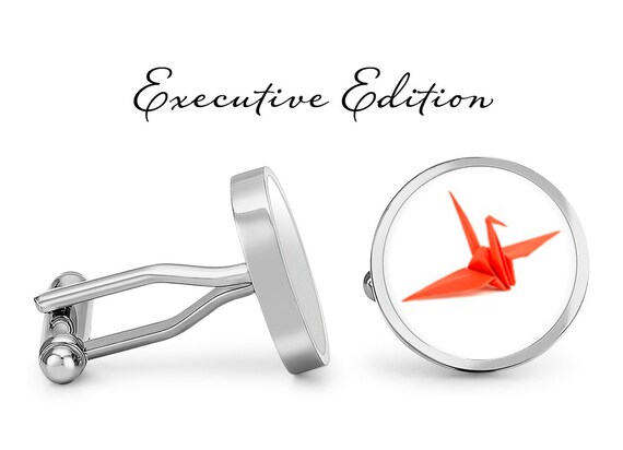 Origami Kranich Manschettenknöpfe Papier Kran Manschettenknöpfe Vogel Manschettenknöpfe Origami Manschettenknöpfe Paar Lebenslange Garantie