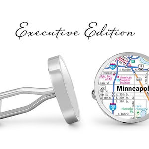 Minneapolis Kaart Manchetknopen - Minnesota Manchetknopen - City Cufflink (Levenslange Garantie) S2580