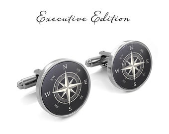 Nautical Cufflinks Compass Cuff Links Map Cufflink (Lifetime Guarantee) S1762