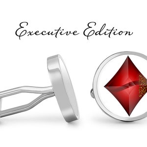 Diamonds Cufflinks - Diamond Playing Card Cuff Links - Vegas Casino Cufflink (Par) Garantía de por vida (S0560)