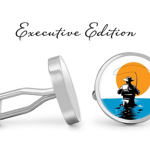 Fly Fisherman Cufflinks - Fishing Cuff Links (Pair) Lifetime Guarantee (S0974)