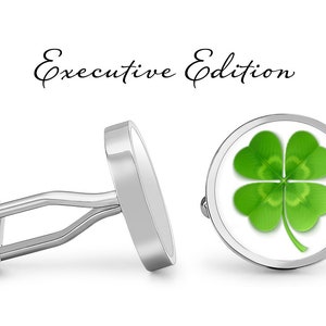 4 leaf clover cufflinks - lucky clover cuff links - clover cufflink - St Patrick&#39;s Day Cufflinks (Pair) Lifetime Guarantee (S0160)