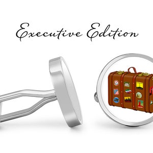 Suitcase Cufflinks - Vintage Suitcase Cuff Links - Traveller Cufflink (Pair) Lifetime Guarantee (S0997)