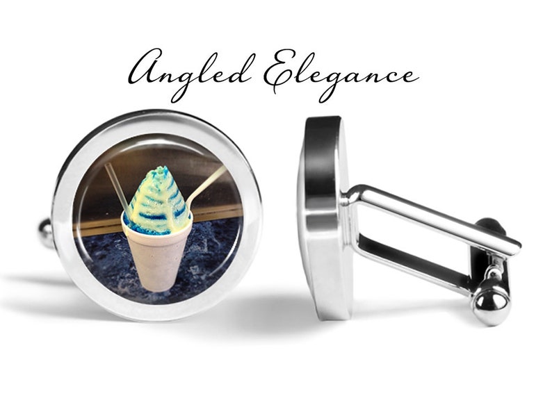 Shaved Ice Cufflinks Pair S0356 Lifetime Guarantee Tropical Sno Cone Cufflinks Snow Cone Cufflinks Tropical Shaved Ice Cuff Links