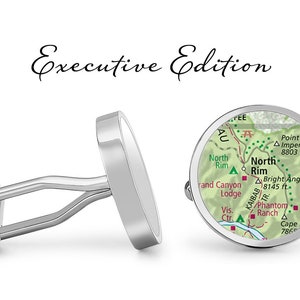 Grand Canyon North Rim Cufflinks Grand Canyon National Park Carte Cuff Links (Garantie à vie) S2184
