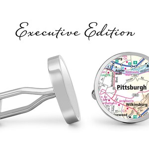 Pittsburgh Manschettenknöpfe Pennsylvania Manschettenknöpfe City Map Manschettenknöpfe (Lebenslange Garantie) S2109