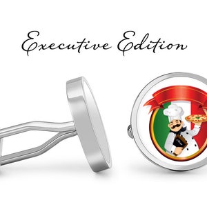 Italian Pizza Chef Cufflinks - Italy Cufflinks - Pizza Cuff Links - Chef Cufflink (Pair) Lifetime Guarantee (S0214)