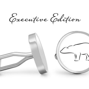 Polar Bear Cufflinks PolarBear Cuff Links Bear Cufflink Polar Bear Gift Pair Lifetime Guarantee S0868 Executive Edition