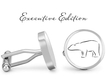 Polar Bear Cufflinks - PolarBear Cuff Links - Bear Cufflink - Polar Bear Gift (Pair) Lifetime Guarantee (S0868)