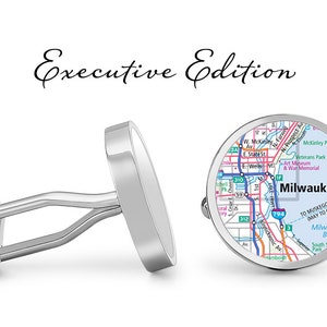 Milwaukee Wisconsin Manchetknopen - Stadsplattegrond Manchetknopen (Levenslange Garantie) S2678