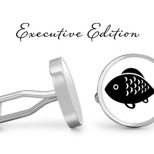 Fish Cufflinks - Fish Design Cuff Links - Fishing Cufflink - Fisherman Cuff Link (Pair) Lifetime Guarantee (S1379)