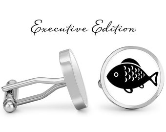 Fish Cufflinks - Fish Design Cuff Links - Fishing Cufflink - Fisherman Cuff Link (Pair) Lifetime Guarantee (S1379)