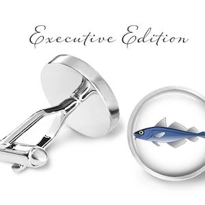 Codfish Cufflinks: Silver-Plated Steel Core, Angled Fit