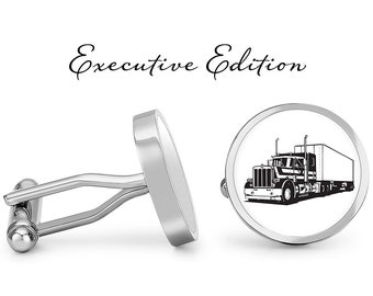 Big Rig Cufflinks - Trucker Cufflinks - Truck Driver Cuff Links - 18 Wheeler Cufflinks (Lifetime Guarantee) S0280