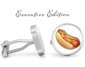 Hot Dog Cufflinks - Hotdog Cufflinks - Food Cufflink (Pair) Lifetime Guarantee (S0223)