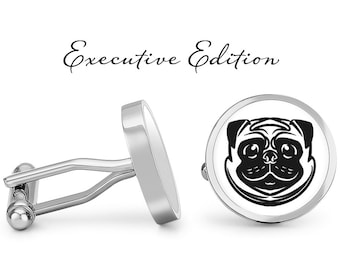 Pug Cufflinks - Pug Dog Cuff Links - Pugs Cufflink (Lifetime Guarantee) S2301