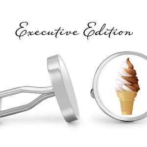 Schoko Vanille Swirl Cone Manschettenknöpfe - Eistüten Manschettenknöpfe - Eiscreme Manschettenknöpfe (Paar) Lebenslange Garantie (S0241)
