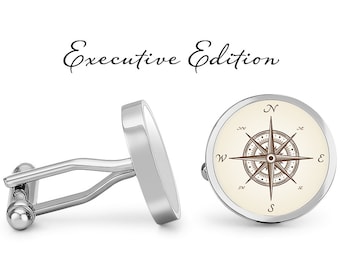 Antique Compass Cufflinks - Map Compass Cufflink - Map Cufflinks - Nautical Cufflink - Nautical Wedding (Pair) Lifetime Guarantee (S0306)