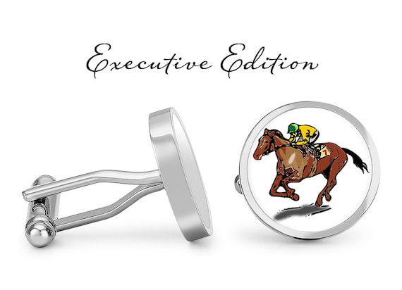 Jockey Cufflinks - Horse Racing Cuff Links - Horse Track Cufflink