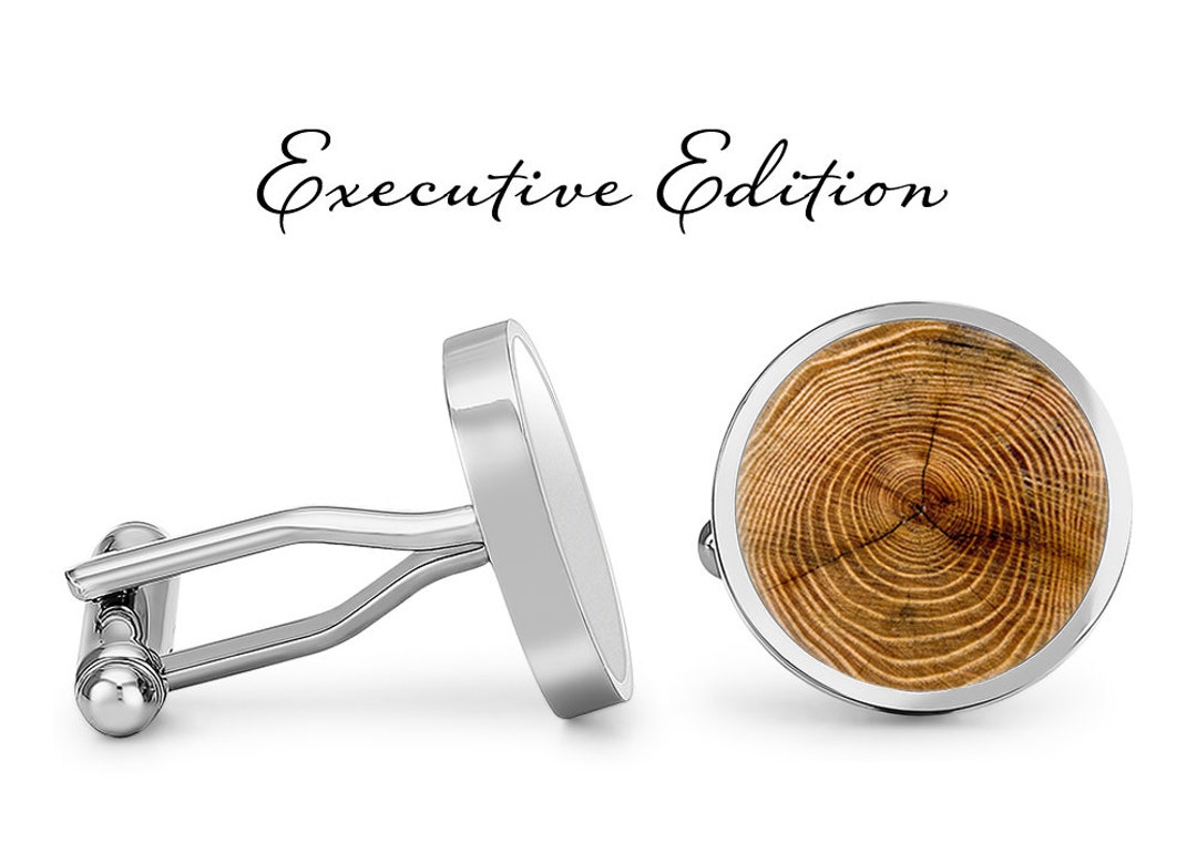Cufflink Rings Wood Ring Cufflinks - Wood Pattern Cuff Links - Log Cufflink (lifetime ...
