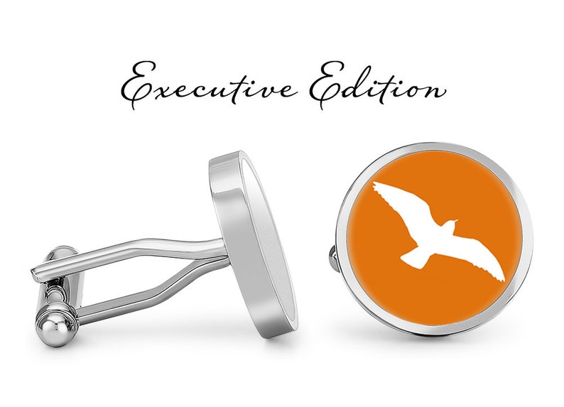 Lifetime Guarantee S0368 Pair Orange Seagull Cufflinks Sea Bird Cufflink Seagull Cuff Links