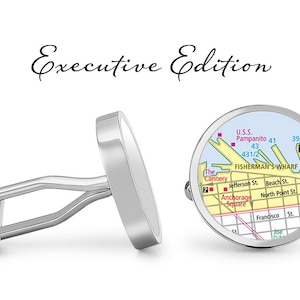 Fisherman's Wharf Cufflinks San Francisco Cuff Links California Map Cufflink (Levenslange Garantie) S2100