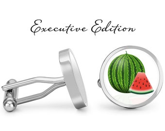 Watermelon Cufflinks - Watermelon Cuff Links - Melon Cufflink - Fruit Cuff Links (Pair) Lifetime Guarantee (S0238)