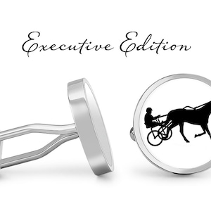 Harness Racing Cufflinks - Harness Racer Cuff Links - Horse Cufflink - Equestrian Cuff Link (Pair) Lifetime Guarantee (S1322)