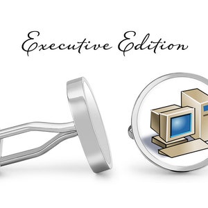 Desktop Computer Cufflinks - Vintage Computer Cufflinks - Retro Computer Cuff Links (Pair) Lifetime Guarantee (S1050)