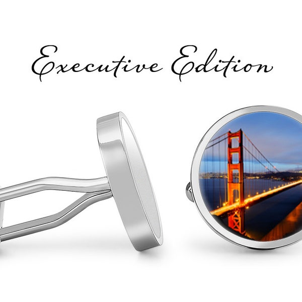 Golden Gate Bridge Cufflinks - San Francisco Cufflinks - California Cufflink - CA Cuff Links (Pair) Lifetime Guarantee (S0336)