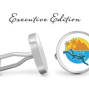 Scuba Diver Cufflinks Scuba Cuff Links Pair Lifetime Guarantee S1061 Executive Edition