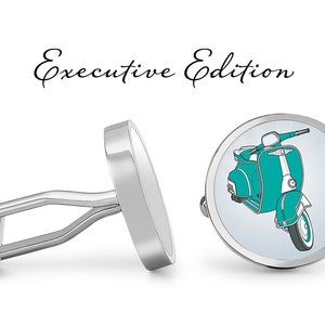 Scooter Cufflinks - Vespa Cuff Links - Scooter Cufflink - Retro Cuff Links for Him (Pair) Lifetime Guarantee (S0764)