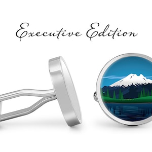 Glacial Mountain Cufflinks - Mountaineer Hiker Climber Cuff Links (Lifetime Guarantee) S2478