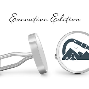 Mountain Cufflinks - Mountaineer Cuff Links - Carabiner Cufflink - Mountain Climbing Cuff Link (Pair) Lifetime Guarantee (S1308)