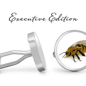 Honeybee Cufflinks - Bee Cuff Links - Bees Cufflink - Honey Bee Cuff Links (Pair) Lifetime Guarantee (S0049)
