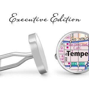 Carte des boutons de manchette Tempe - Tempe Arizona Cuff Links - Carte Cufflink (Garantie à vie) S2330