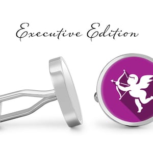 Purple Cupid Cufflinks - Valentine Cufflinks - Valentine&#39;s Day Gift - Cupid Cufflinks (Pair) Lifetime Guarantee (S0145)