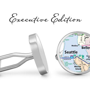 Seattle Washington Manschettenknöpfe - Bellevue WA Manschettenknöpfe - Stadtplan Manschettenknöpfe (Lebenslange Garantie) S2679