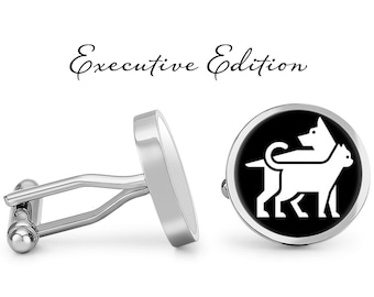 Cat and Dog Cufflinks: Silver-Plated Steel Core, USA Made