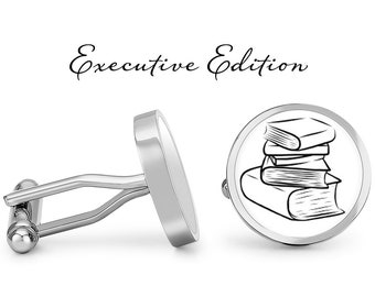 Book Cufflinks - Artsy Book Cuff Links - Reading Cufflinks - Student Cufflink - Librarian Cufflinks (Pair) Lifetime Guarantee (S0846)