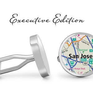 San Jose Manchetknopen - Kaart Manchetknopen - Kaart van San Jose California Manchetknopen (Levenslange Garantie) S2322