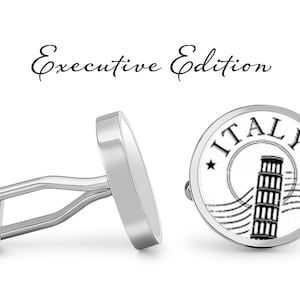 Italy Cufflinks - Leaning Tower of Pisa Cufflinks - Italian Cuff Links - Travel Cufflinks (Pair) Lifetime Guarantee (S0408)